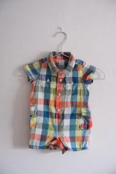 【美品】GAP チェック柄ロンパース 6-12ヶ月