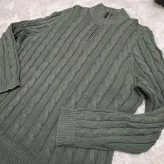 XXLサイズ　ポロラルフローレン　タッサーシルク　ハーフジップケーブルニット