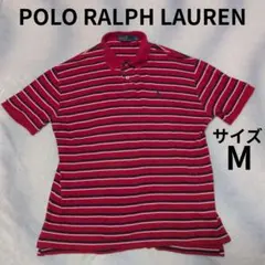 ★POLO RALPH LAUREN★赤と白のストライプ ポロシャツ メンズM