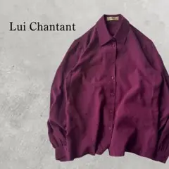 【Lui Chantant】くすみパープル総柄ジャガードシャツとろみブラウス9号