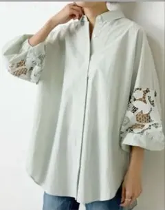 BEARDSLEY 袖レースシャツブラウスチュニック FREE SIZE ・