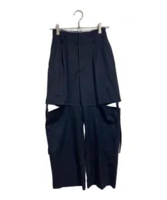 メゾンスペシャル スウェット ハーフパンツ 総ゴム 前開き タック 黒