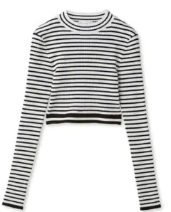 スナイデル　Sustainableクロップドニットプルオーバー/ボーダー
