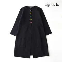 agnes b. カラフルメッセージスナップボタン ロング カーディガン 2 黒