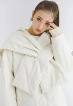 FRAY I.D✨2WAYストール付きキルティングジャケット ダウン アイボリー