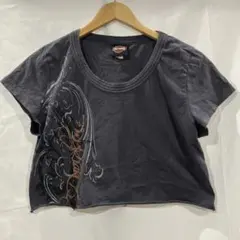 ハーレーダビッドソン カットオフTシャツ チャコールグレー クロップド 古着のサムネイル