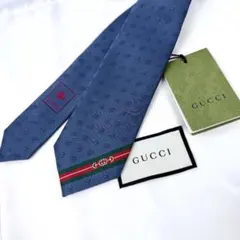 未使用 現行 GUCCI グッチ タグ付 ネクタイ GG ホースビット ネイビー