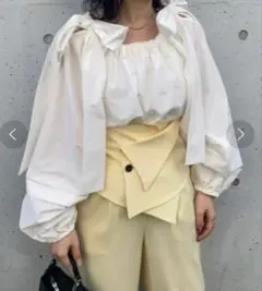 美品 FRAY ID ボリューム袖　バルーンスリーブ ワイド　リボン タック