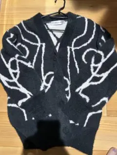 Blue Strive 抽象模様 ライン柄カーディガン M