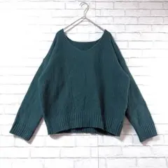 【ジーユー/GU】VネックゆったりリブニットトップスMセーターざっくり