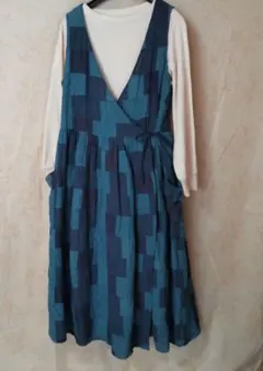 I AM I 　インディゴパッチワーク　カシュクール　ワンピース