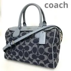 【美品】coach デニム　ミニベネットサッチェル　2WAYバッグ　ミニボストン 美品】coach デニム ミニベネットサッチェル 2WAYバッグ ミニボストン