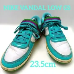 ナイキ バンダル ロー GS ストラップベルクロ付 緑/白 23.5cm　387