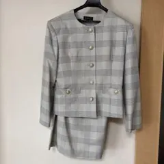 ladystick グレー系チェック スーツ 11号