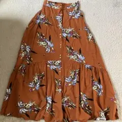 AZUL BY MOUSSY 花柄フレアスカート オレンジブラウン Sのサムネイル