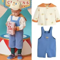 moimolnモイモルンオーバーオールオールインワンサロペット2点セット80cm