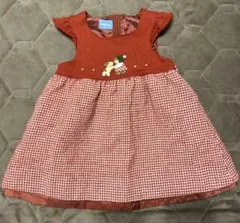 familiar ファミリア　ワンピース　90cm レトロ　チェック　赤色