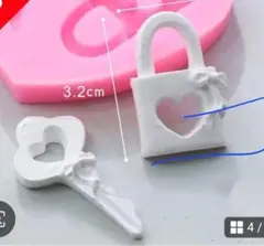 ハート型鍵とロック シリコンモール3.2cm