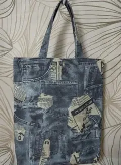 ハンドメイドトートバッグ デニムジーンズ柄