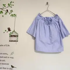 H&M /オフショルダー ストライプ シャツ 半袖 オープンショルダー 34