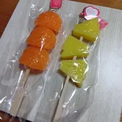 【値下げ】みかん　パイン　本物そっくり　キーホルダー