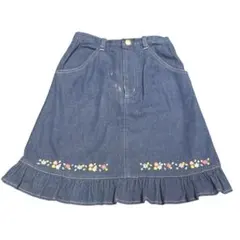 mezzo piano ダークデニム フリルスカート　y2k 平成女児　花柄刺繍