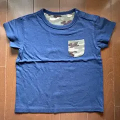 【新品未使用】ユニクロ　Tシャツ　90　ネイビー×迷彩ポケ