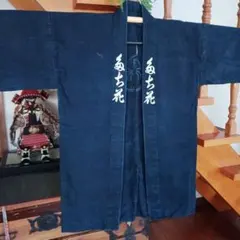 当時もの　藍染　木綿　古布　袢纏