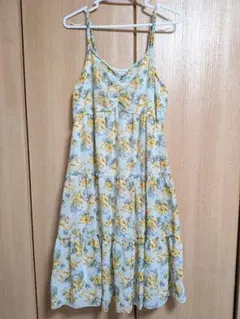 axes femme水色花柄キャミソールワンピース