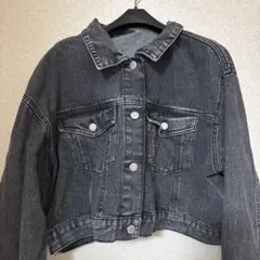 ブラック デニムショート丈ジャケット