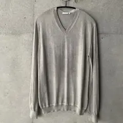 Calvin Klein レディース　Vネック　ニット　グレー　サイズL