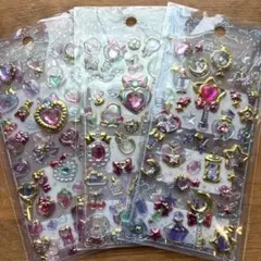 シール ジェムクリスタルシール 魔法少女　ステッキ　宝石　3枚セット　①