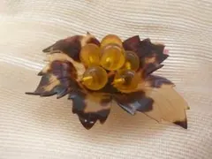 ★美品激安★昭和レトロヴィンテージ★本べっ甲鼈甲木の葉と実のブローチジュエリー