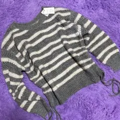 新品未使用 ニット セーター ボーダー フリーサイズ ドローコード