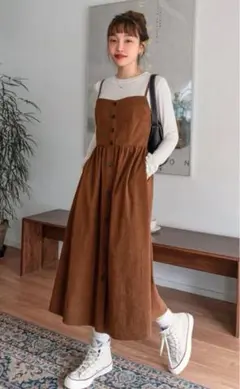 お値下げ中！DAZY ボタンフロントコーデュロイキャミワンピース　新品