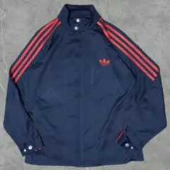 131 【希少デザイン】adidas 比翼スナップボタン トラックジャケット M