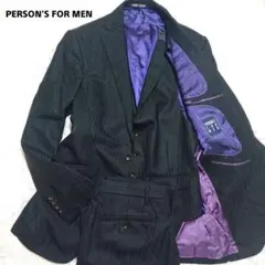 PERSON'S FOR MEN　スリーピーススーツ　ブラックシャドーストライプ