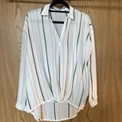 ホワイトストライプ 長袖シャツ M