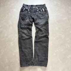 y2k archive black denim skull gimmick