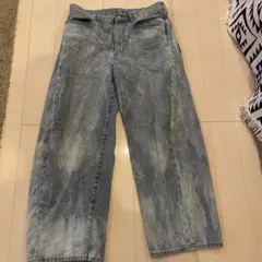 ライトブルーワイドレッグデニムパンツ