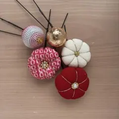 【普通郵便】和玉の髪飾り　紅白　お祭り髪飾り　七五三髪飾り