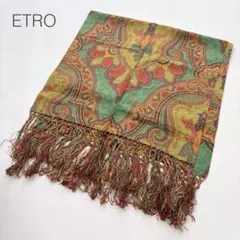 美品✨ETRO エトロ ペイズリー シルクストール スカーフ タッセルフリンジ