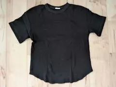 GU ワッフルTシャツ リブ編み 半袖 ブラック Mサイズのサムネイル