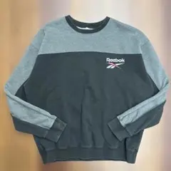 Reebok スウェット トレーナー 刺繍ロゴ 古着 黒 Lサイズ