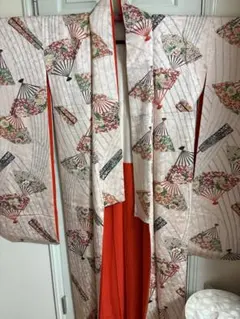 振袖 正絹 白地 鳳凰 華文 扇面 金駒刺繍 千總 振袖 正絹 白地 鳳凰 華文