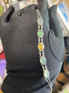 ミャンマー産 翡翠 多色ブレスレット 高光沢 20cm 多宝多福