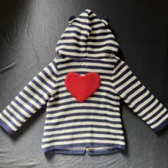 babyGAP ボーダー クマ耳 カーディガン ハート ネイビー 80