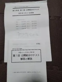 【最新】四谷大塚 新6年生 第1回 公開組分けテスト 2025年3月9日実施