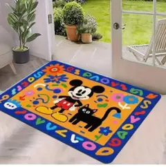 ミッキーマウス 黒猫 玄関マット