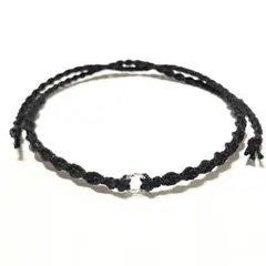 黒×シルバー｜細身・シンプルミサンガ ブレスレット/アンクレット